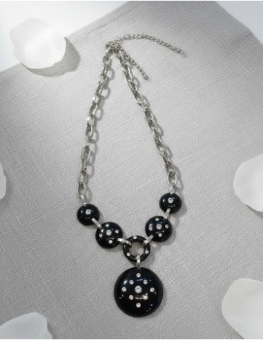 Collar Cadena Piedras Redondas Con...