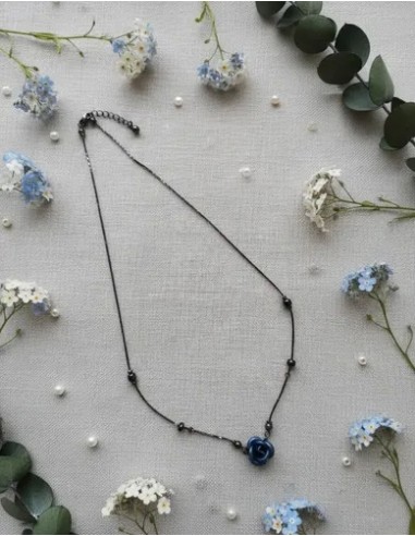 Collar Metal Flor Chapa Azul...