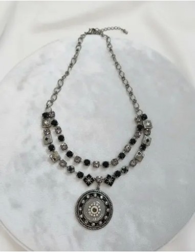 Collar Metal Dije Redondo Con Strass...