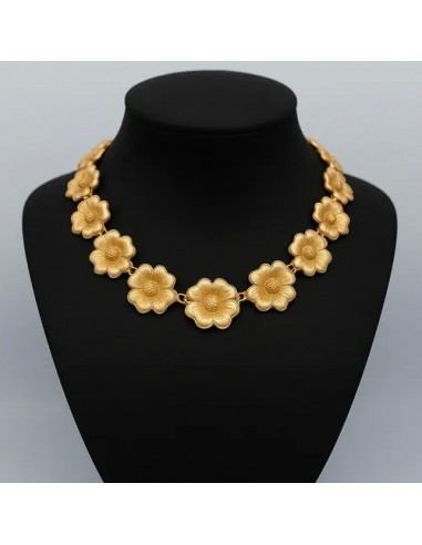 Collar Metal Flores Doradas Corto...