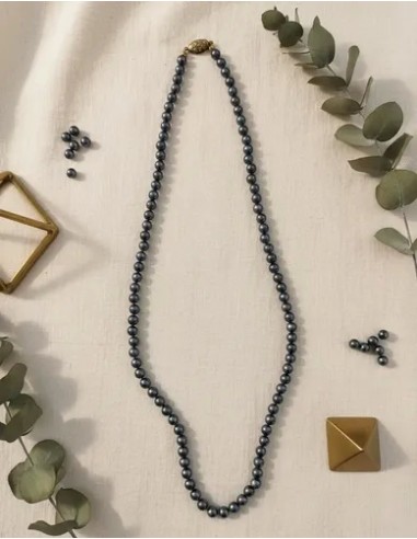 Collar De Simil Perlas Largo Azul...