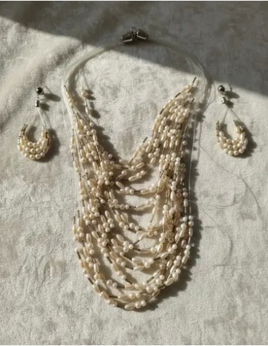 Conjunto Collar Aros Cuentas De Simil...