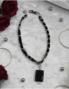 Collar Metal Con Tela Dije...