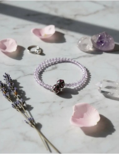 Pulsera De Perlas Lila Ajustable...