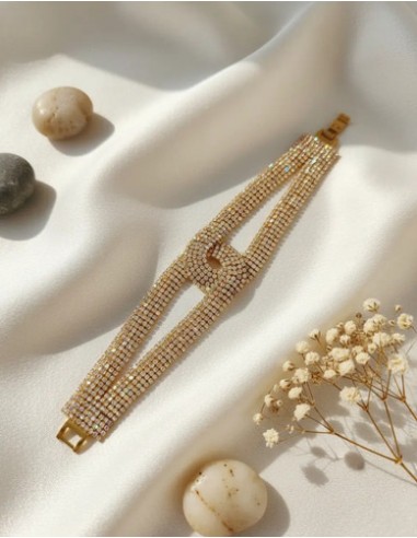 Pulsera Malla Entrelazada De Strass...