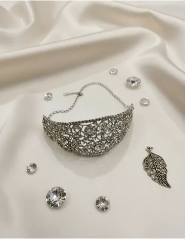 Pulsera Metal Flores Strass Importada...