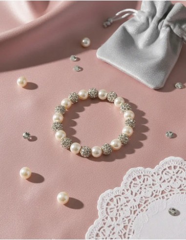 Pulsera Perlas Con Strass Elastica...