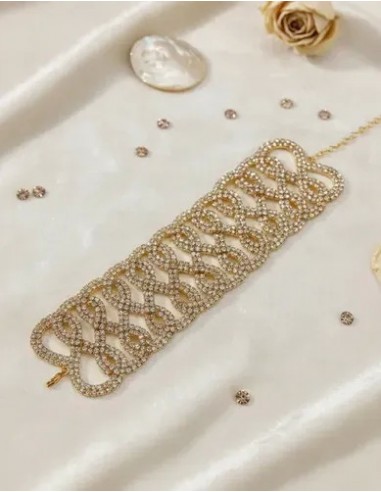 Pulsera Curvas Gruesa Con Strass...