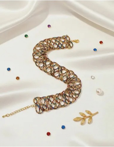 Pulsera De Curvas Con Strass Importada