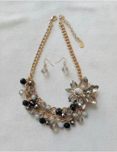 Conjunto Collar Aros De Cristales C/...