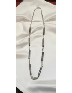 Collar Largo Gris Brillante...