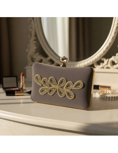 Cartera Clutch Gris Con Pellizco...