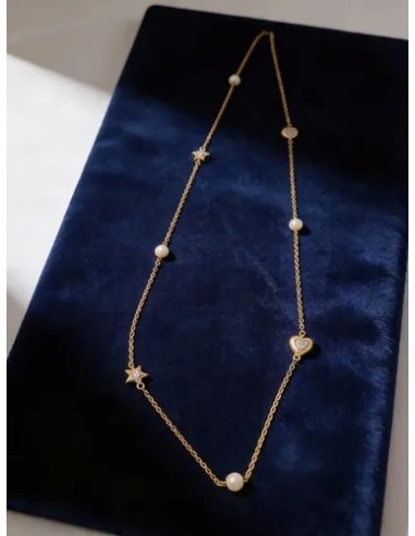 Collar Largo C/ Dijes Simil Perlas...