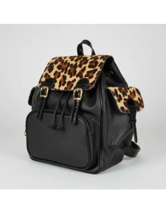 Mochila Negra Cuero Tapa... 2