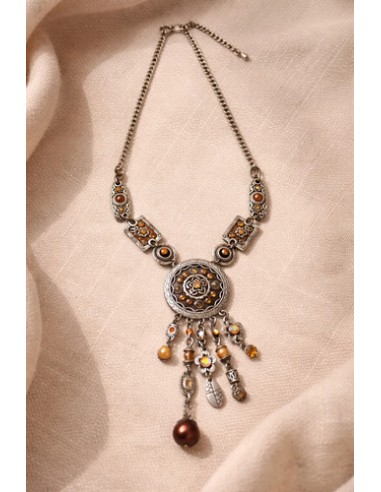 Collar Metal De Circulos Con Cuentas...