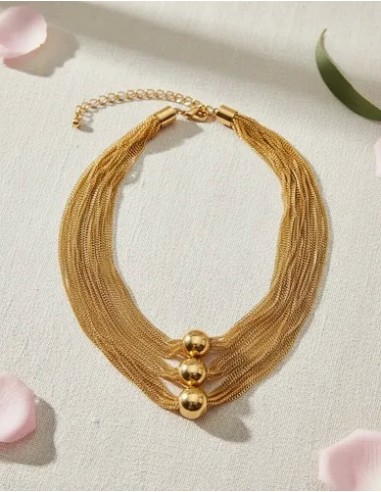 Collar Corto Choker Dorado Plata...