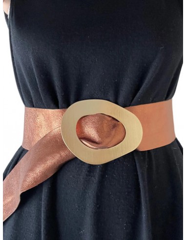 Cinto Faja Cuero Cobre Hebilla Oro...
