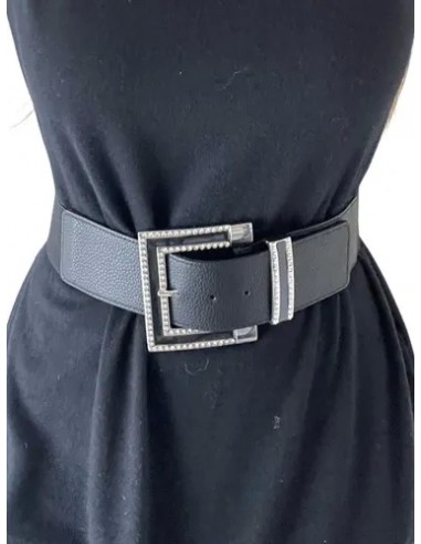 Cinto Negro Rectangulo Esmaltado Con...