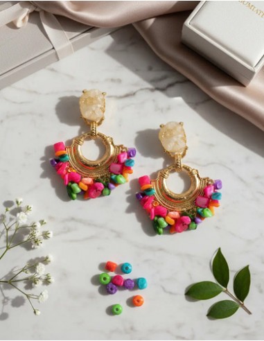 Par De Aros Dorados Piedras...