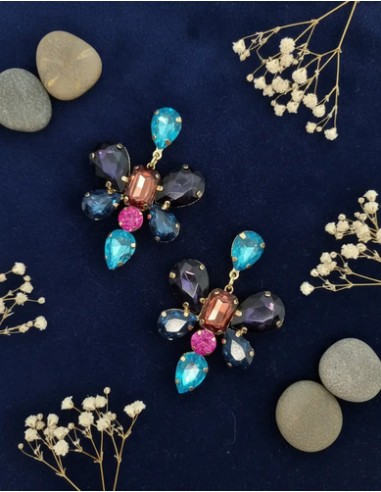 Aros Pasantes Azules Mariposas Con...
