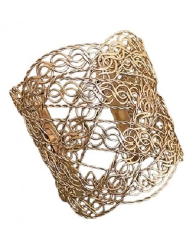 Brazalete Ancho Metal Calado Dorado...