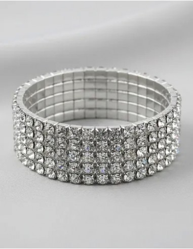 Pulsera Elastizada Plateada 5 Lineas...