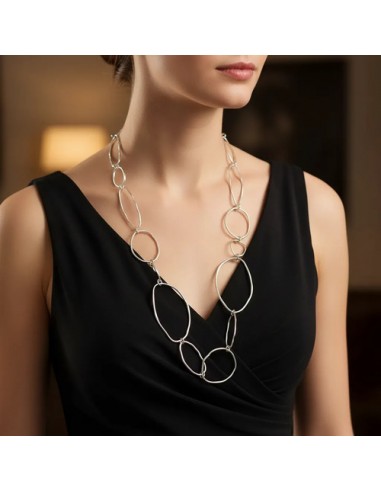 Collar Largo Cordon Ovalos Metal...