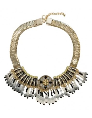 Collar Dorado Metal Flor Gris