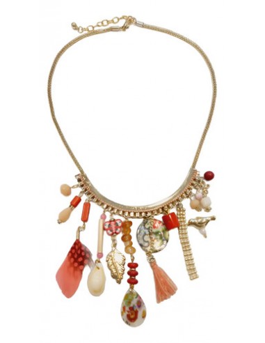 Collar Dorado Con Dijes Coloridos...
