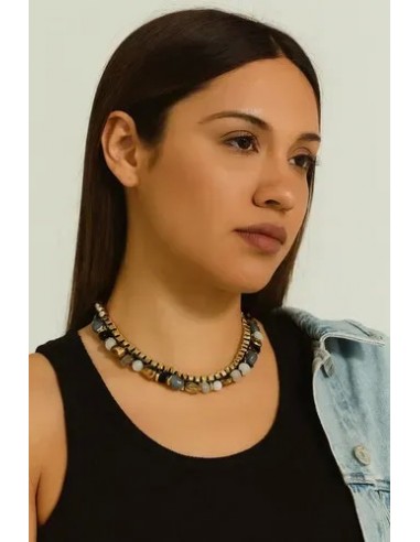 Collar Corto Dorado Con Piedras