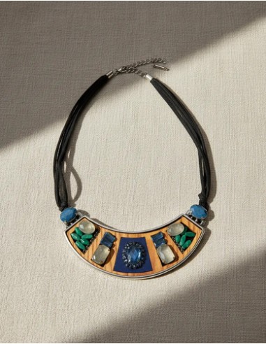 Collar Madera Con Piedras Artesanal...