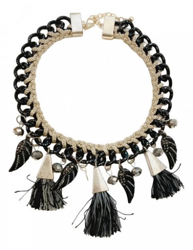Collar Cadena Negro Con Hilo...