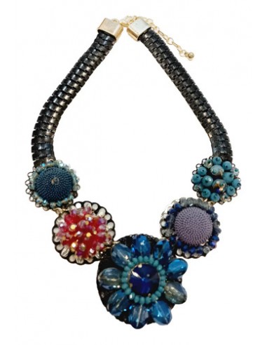 Collar Flor Redondo Con Piedras...