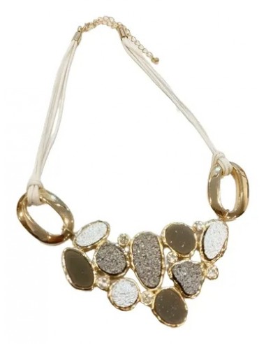 Collar Piedra Brillo Hilo Importado Gris