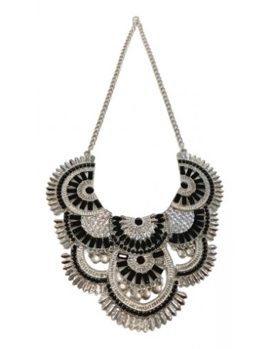 Collar Metal Flor Piedra Plateado...
