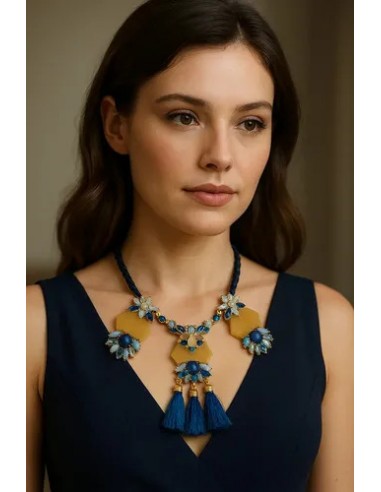 Collar Piedras Y Flecos Importado