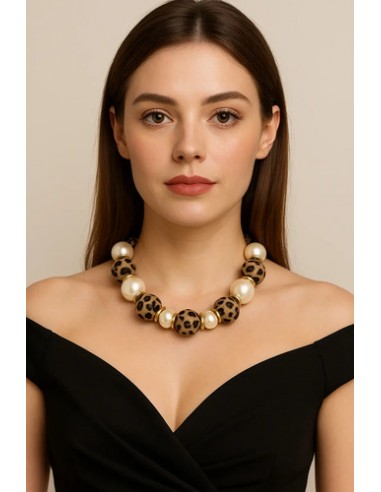 Collar Simil Perlas Animal Print...