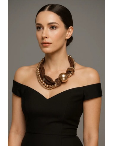 Collar Tela Simil Perlas Ideal Fiesta...