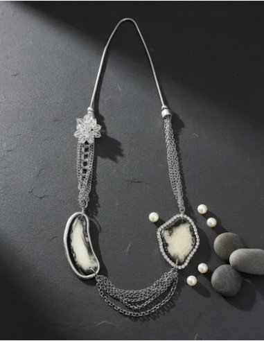 Collar Largo De Eslabones Con Cuentas...