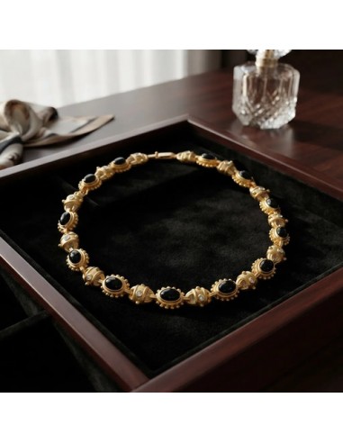 Collar Oval Sol Perla Negra Importado...