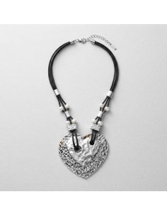 Collar Corazon Metal Cuero...