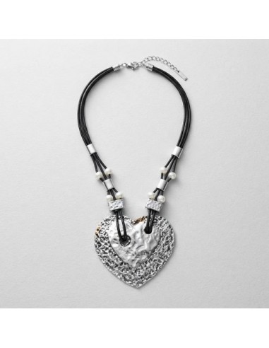Collar Corazon Metal Cuero Importado...