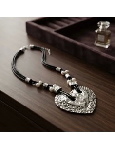 Collar Corazon Metal Cuero... 2