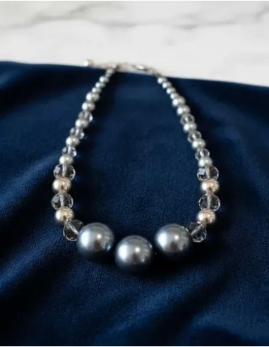 Collar Simil Perlas Facetadas Azul...