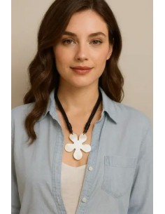 Collar Flor Metal Cuero... 2