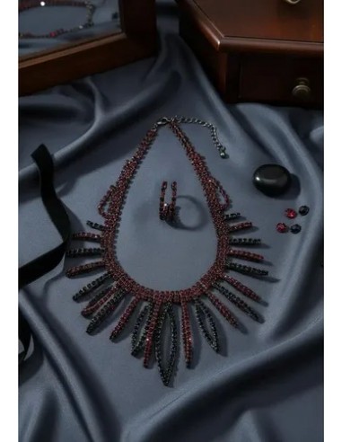 Conjunto Collar Aros Metal Strass...