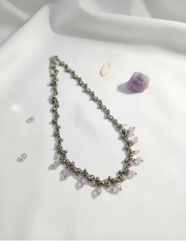 Collar Corto Metal Simil Perlas...