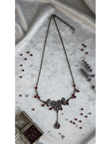Collar Con Piedras Flores Metal...