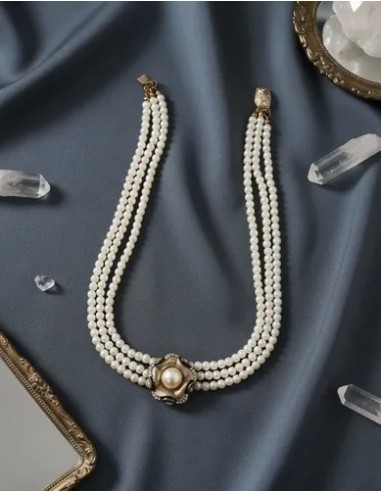 Collar Gargantilla Perla 3 Cuentas...