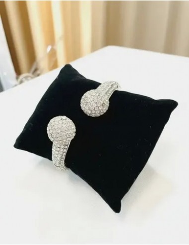 Pulsera Brazalete Plateada Strass...